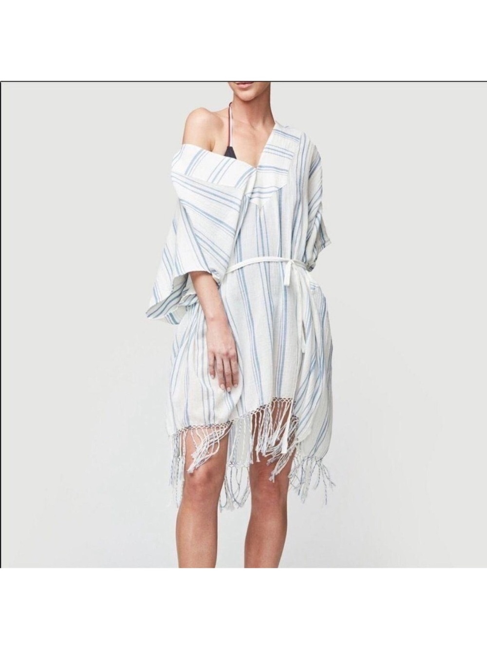 FRAME  Blue White Stripe Cotton Gauze beach  Cover Up Dress